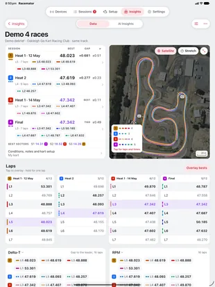 iPad: a deep dive, four races on one satellite map